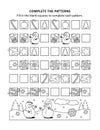 Winter holidays math worksheet with sequential patterns Royalty Free Stock Photo